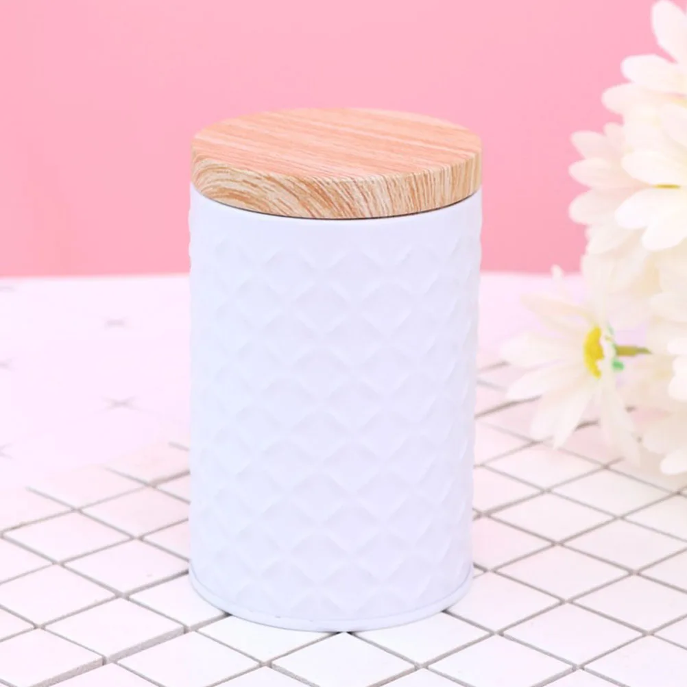 

2pcs Wood Grain Iron Tea Box Food Storage Canister With Lid Sealing Container For Kitchen Home Decorative Jar Environmentally