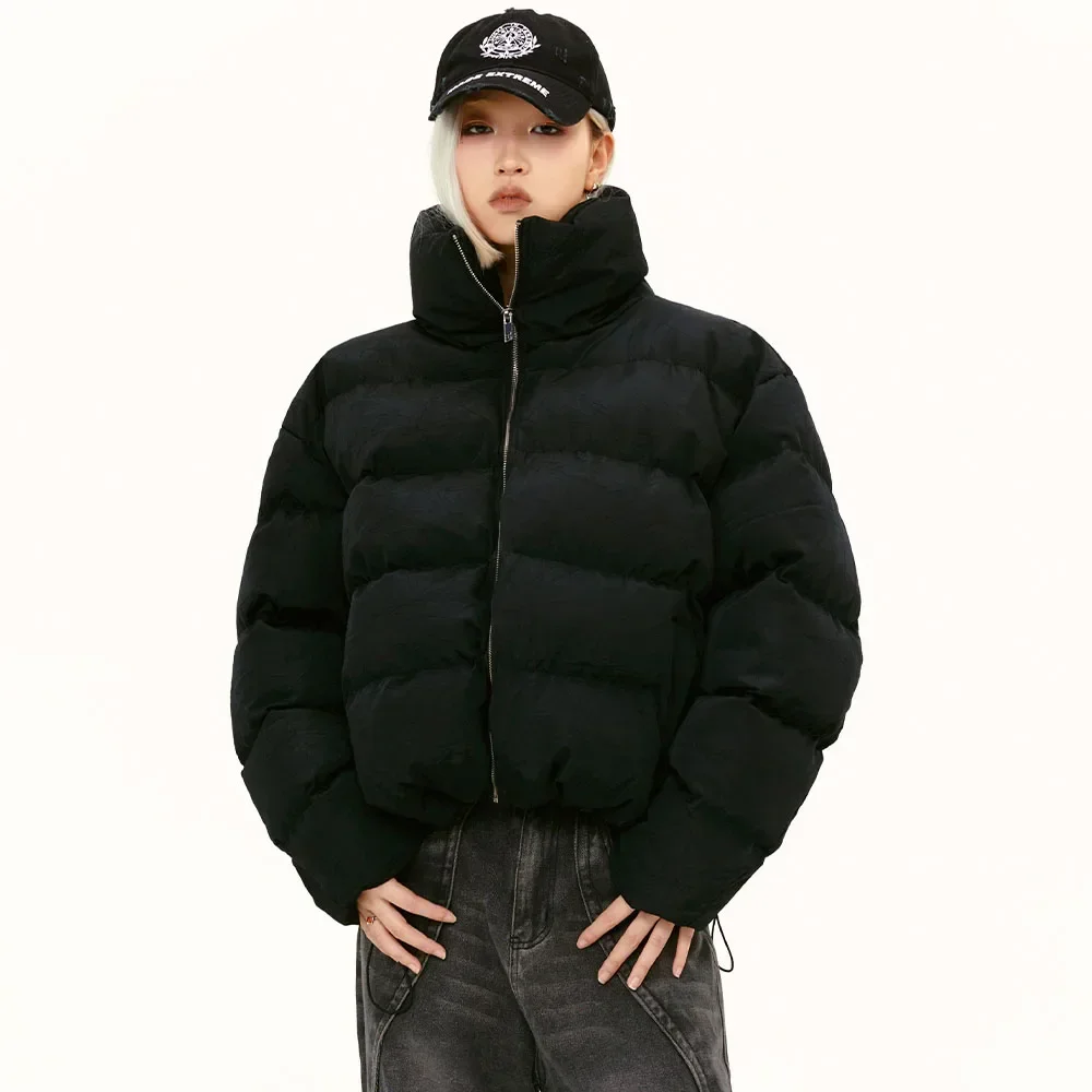 Chaqueta acolchada de gran tamaño para hombre, Parkas cálidas de cuello alto, estilo Hip Hop, ropa de calle coreana, Invierno