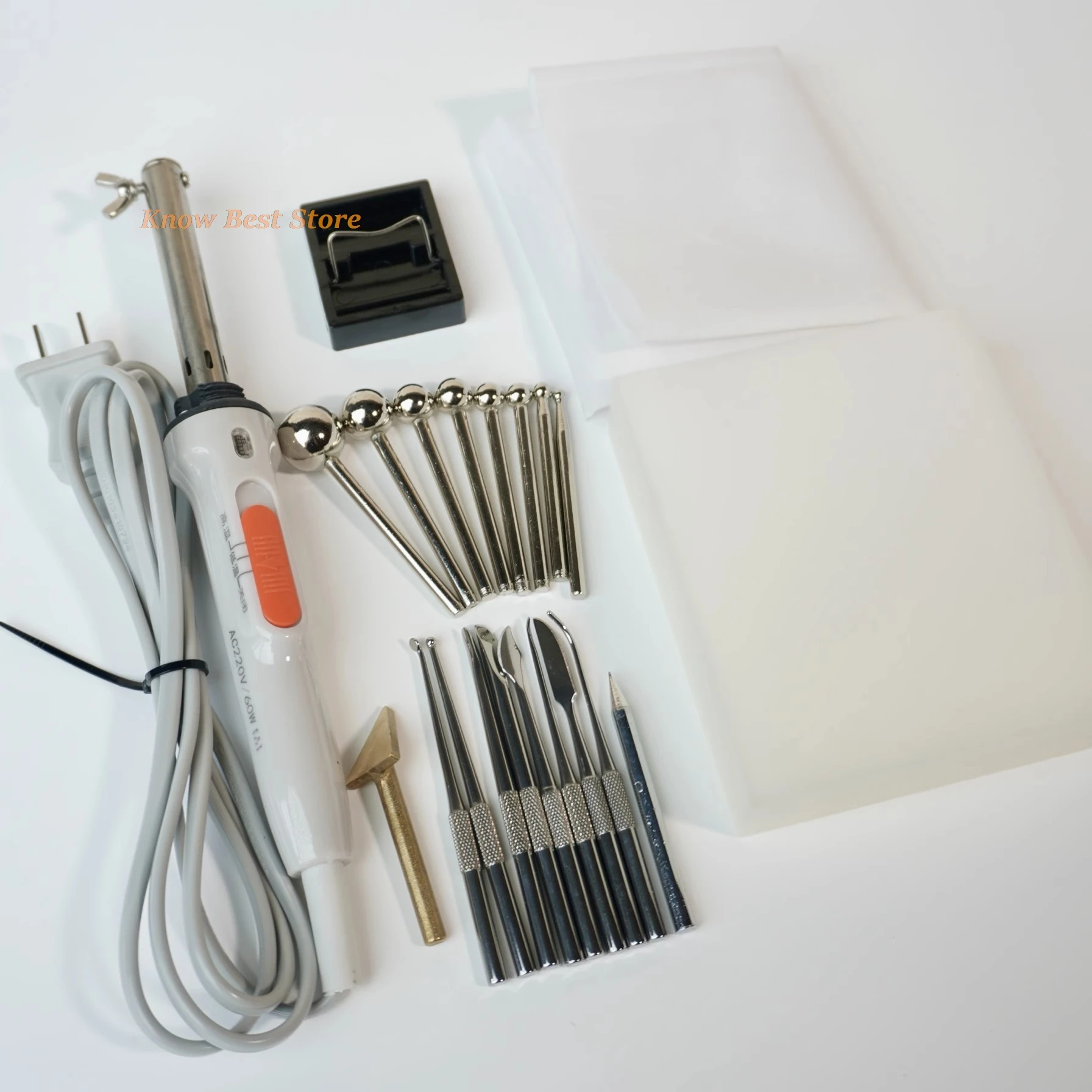 Dual-Speed Temperature Regulator Flower Ironing Tool Set with 8/11/18 Head Soldering Iron 220V 60W DIY Flower Making Kit