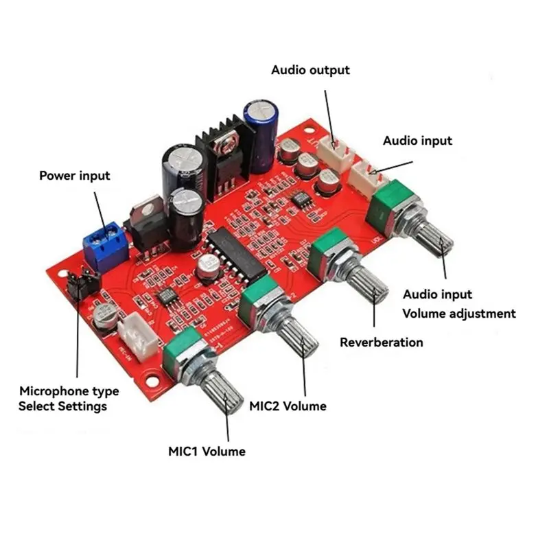 AA08-DC 7-24V Microphone Amplifier Board PT2399 Digital Microphone Amplifier Board Karaoke Plate Reverb view 2