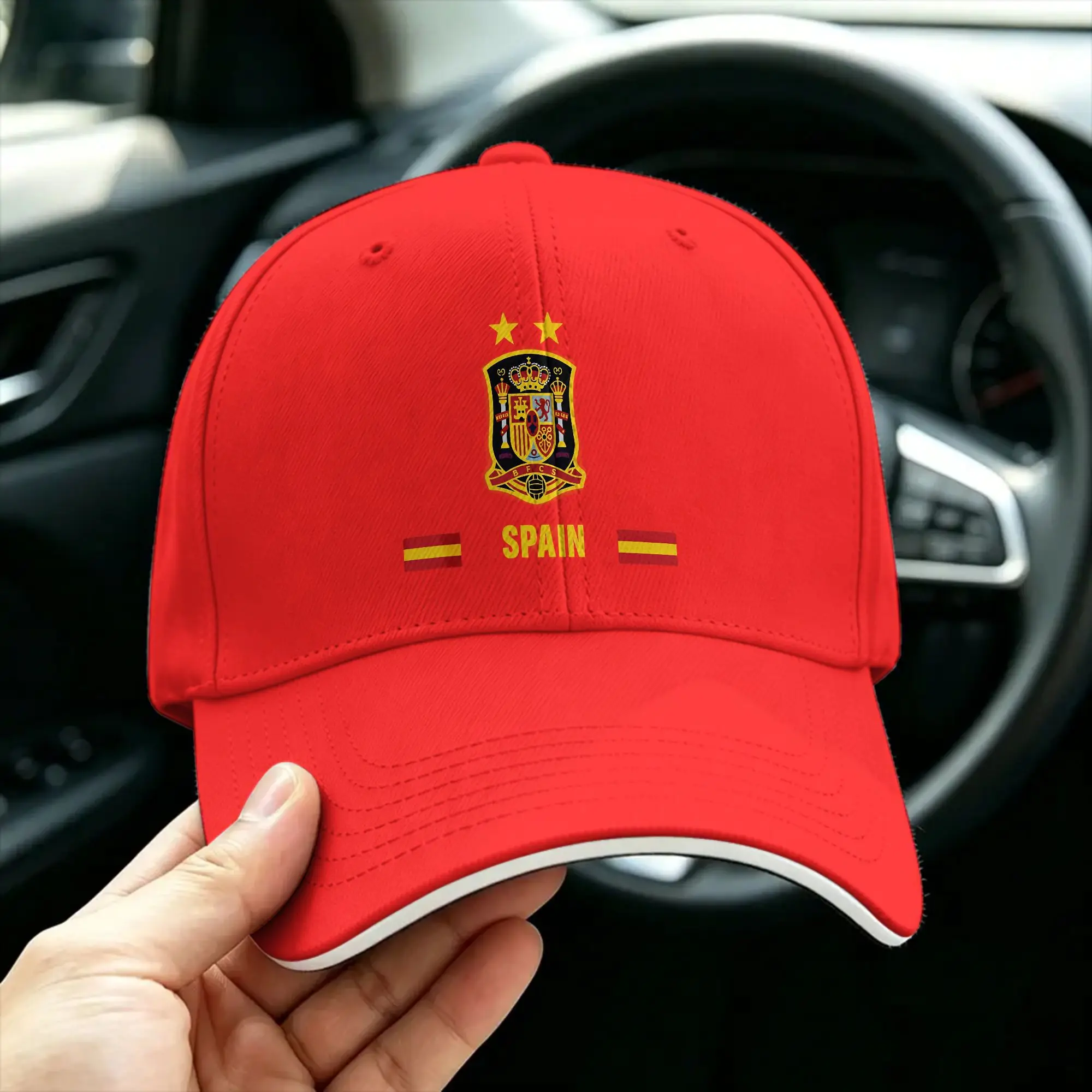 Spain National Coat Of Arms Two Gold Stars Casual Baseball Cap Summer  Trucker Hat Breathable Female Male Vintage Baseball Caps