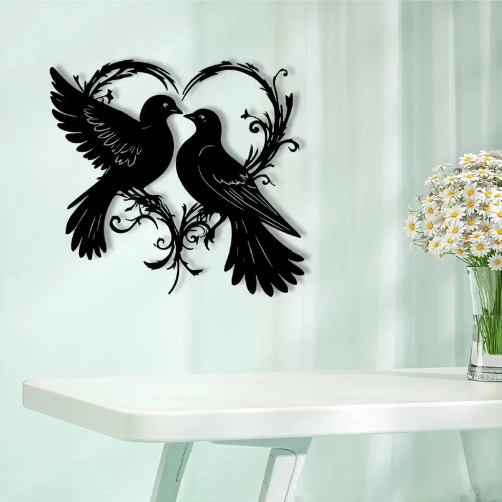 Brand Vintage Iron Peace Dove Wall Art, Two Doves Swirling Powder-Coated Metal Home Decor, Rustic Farmhouse Indoor Outdoor