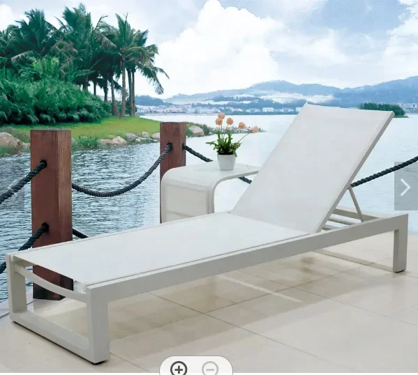 Modern Sun Pool Lounge Chairs Furniture with Ottoman Outdoor Daybed Garden Leisure Chaise Lounge