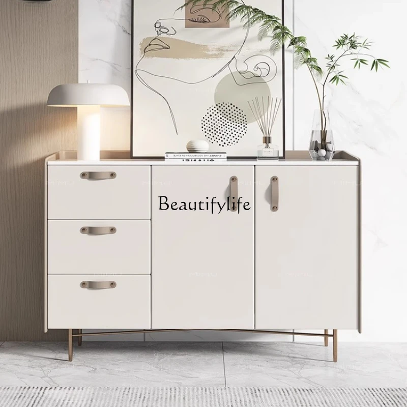 

Italian minimalist light luxury rock slab dining side cabinet modern minimalist living room entrance foyer locker