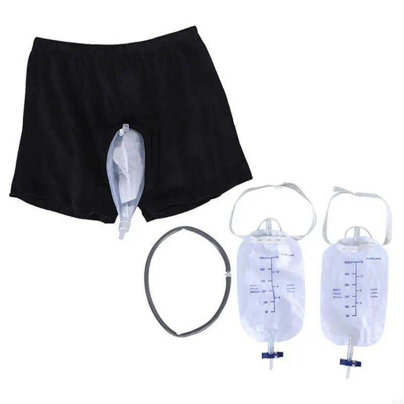 E06F BASS URINE RIUSIBILE MASCHIO BASSO URINE SILICO SCURO URINE SHORTS PEE PHORTS COLLETTORE con catetere per vecchi