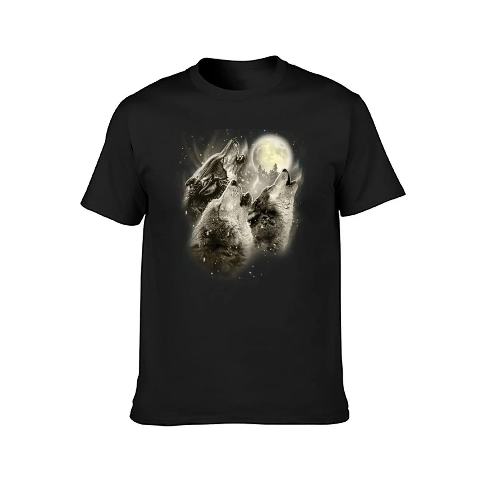 Three Wolves Howling in Moonlight T-Shirt new edition graphics t shirts men