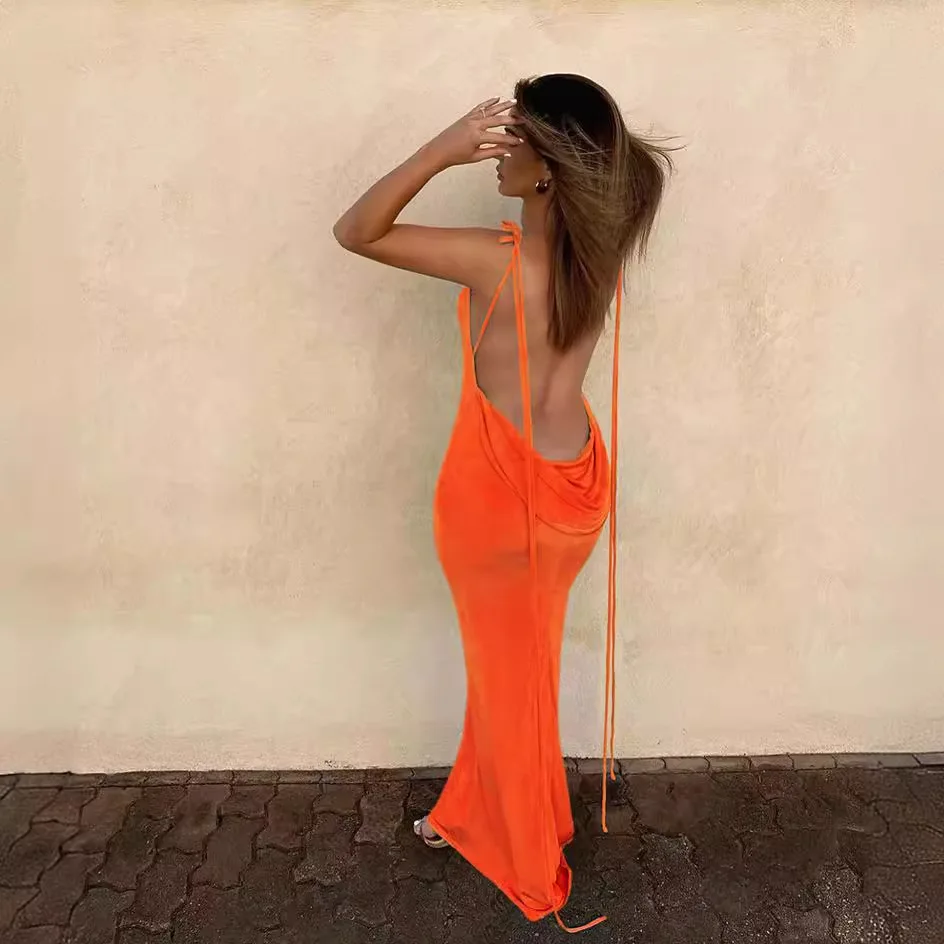 여름 신상 여성 의류 패션 멜빵 섹시 백리스 슬림 힙 랩 기질 원피스