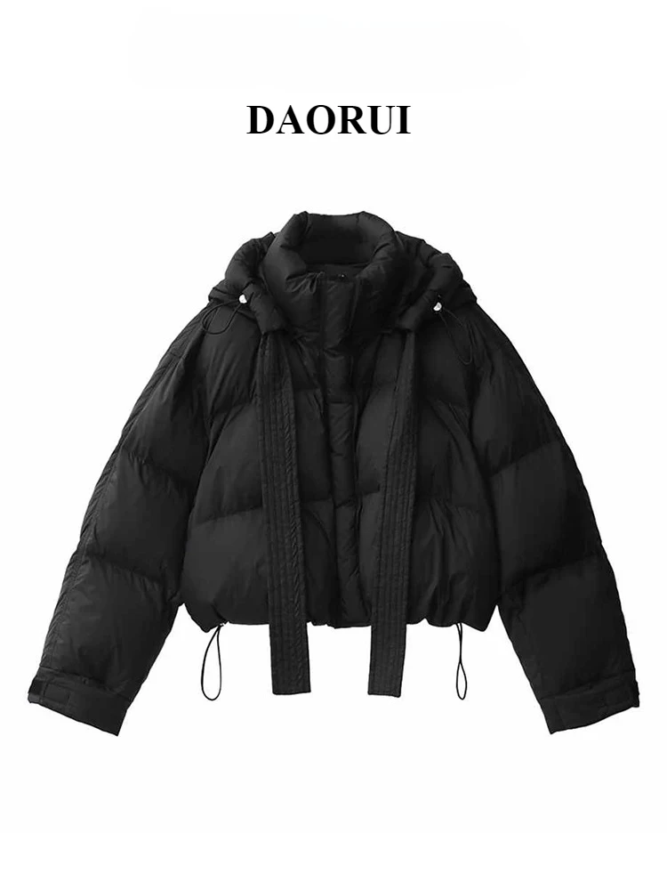 

American Vintage Women Y2k Japanese Black Hoodie Padded Jacket Stand Collar Down Jacket Parkas Outwears Tide 2025 Autumn Winter