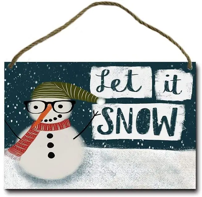 DIBIEUR Let It Snow Hipster Snowman Tin Sign Vintage Metal Pub Club Cafe Bar Home Wall Art Decoration Poster Retro 20 X 30 cm