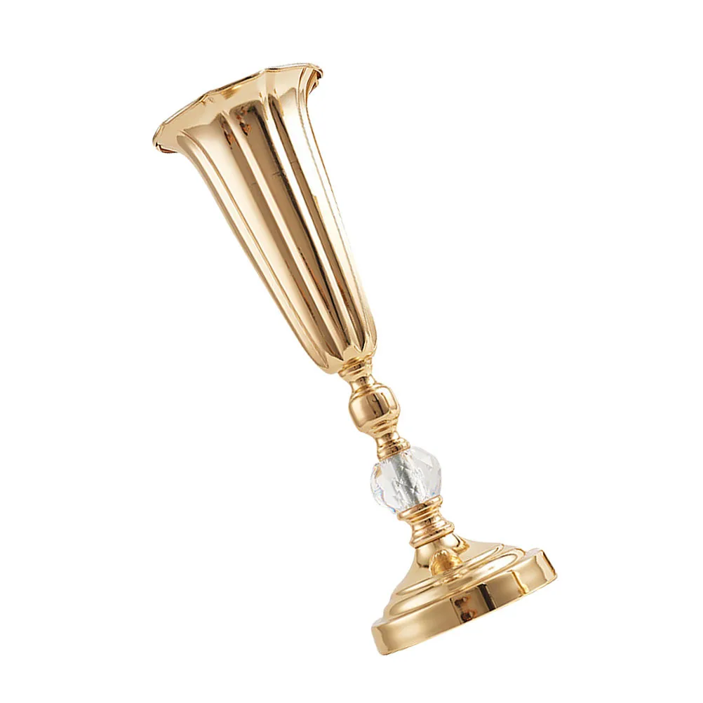 

Metal Vase Heavy Bottom Smooth Rim Trumpet Design Tabletop Decorative Vase For Wedding Party Home Decoration Centerpieces