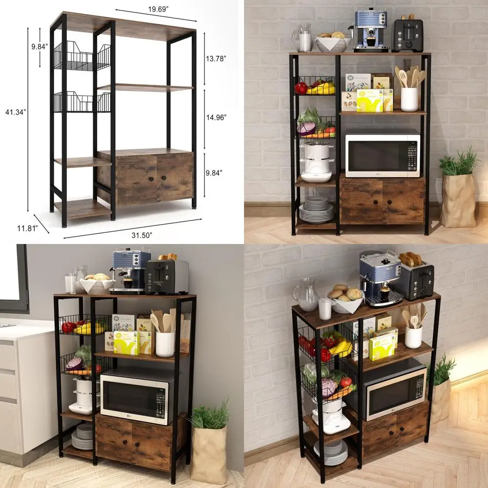 

5-Tier Kitchen Storage Rack with Microwave Stand and Hutch