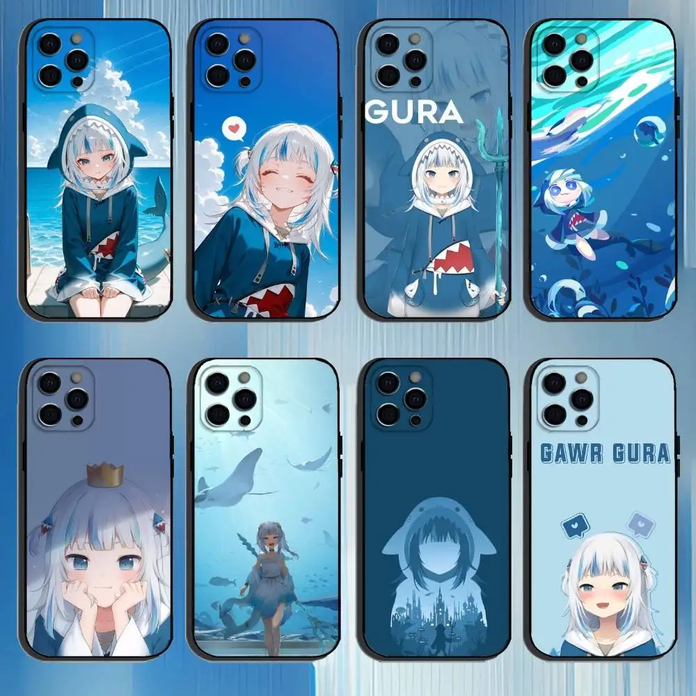

Cute G-Gawr Gura Virtual Phone Case For iPhone 16,15,14,13,12,11 Plus,Pro Max, Others Soft Black Cover