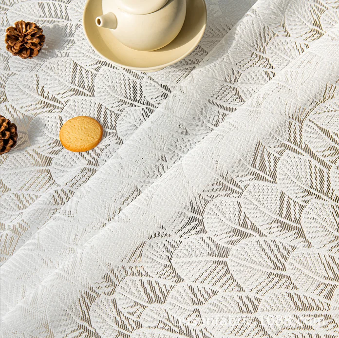French Retro Light Luxury Leaf Pattern Gauze Curtain Warp Knitted Small Leaf Living Room Bedroom Curtain