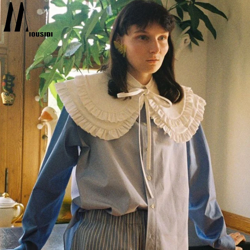 Fashionable Ruffle Collar Fake Collar Korean Style Doll Collar Decorative Lace Tie Shoulder Shawl Trendy Spring 2025