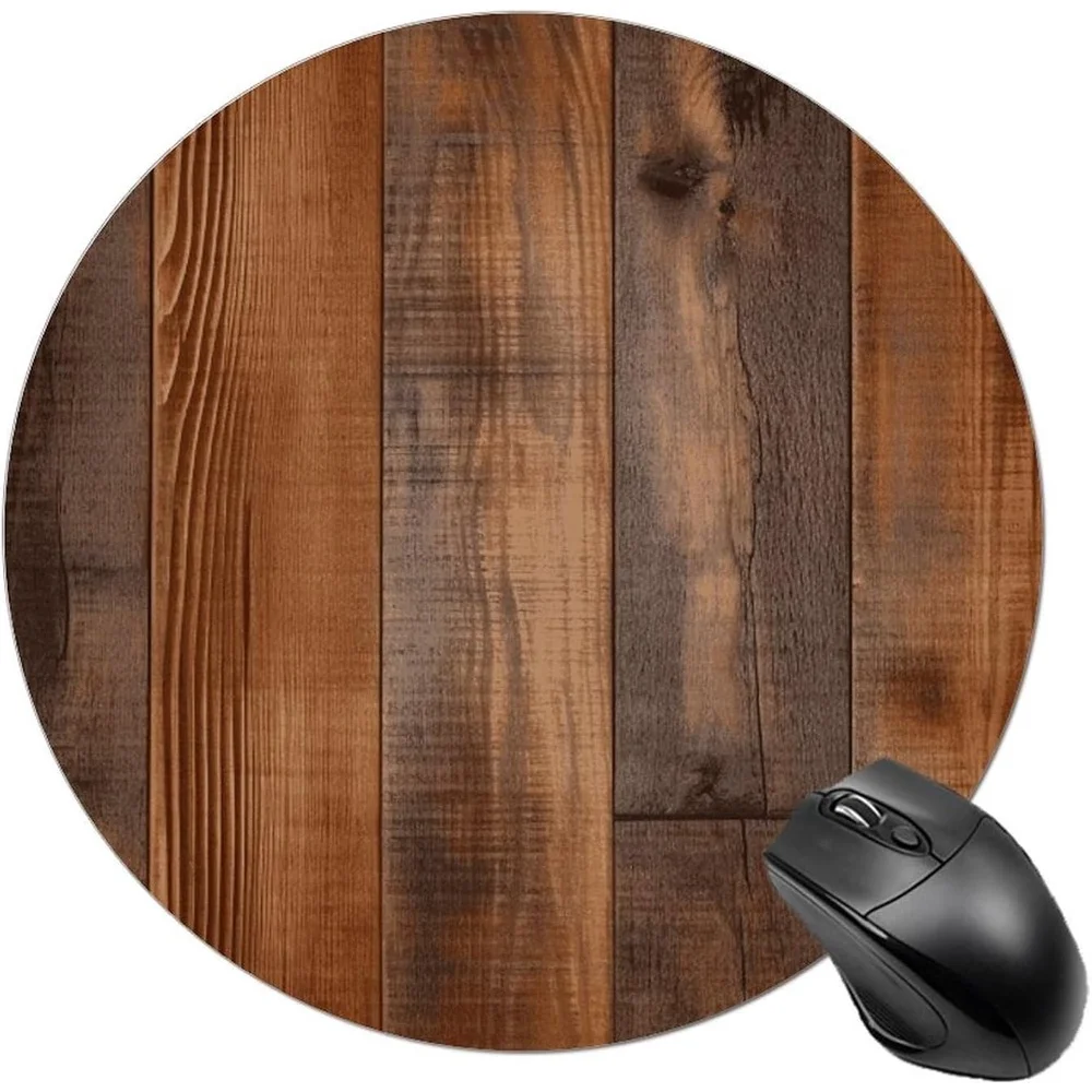 

The brown wood-grain round anti-slip rubber bottom mouse pad is washable and is an ideal choice for both home and office use