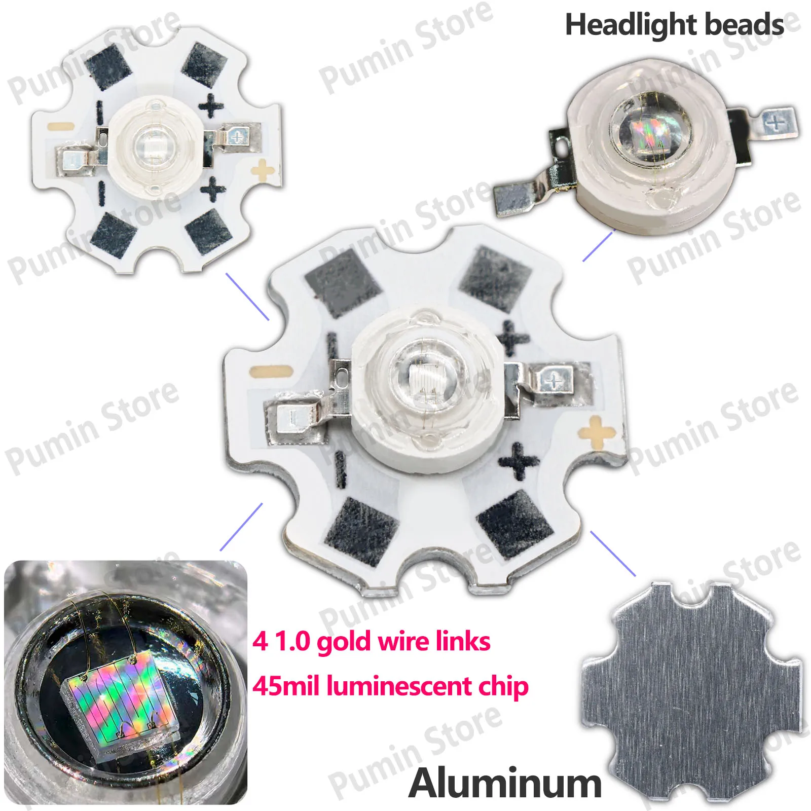 5/10/50/100pcs UV LED Bead Purple Light 3W DC3-3.6V UV395-405NM Led Copper base for nail lamp detection light source Accessories