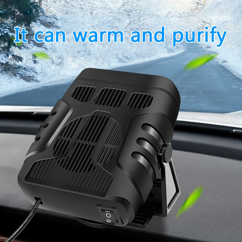 

12V/24V Portable Car Heater Heating Cooling Fan Window Defroster Demister 2 in 1 Anti-Fog Automobile Heater 360 Degree Rotating