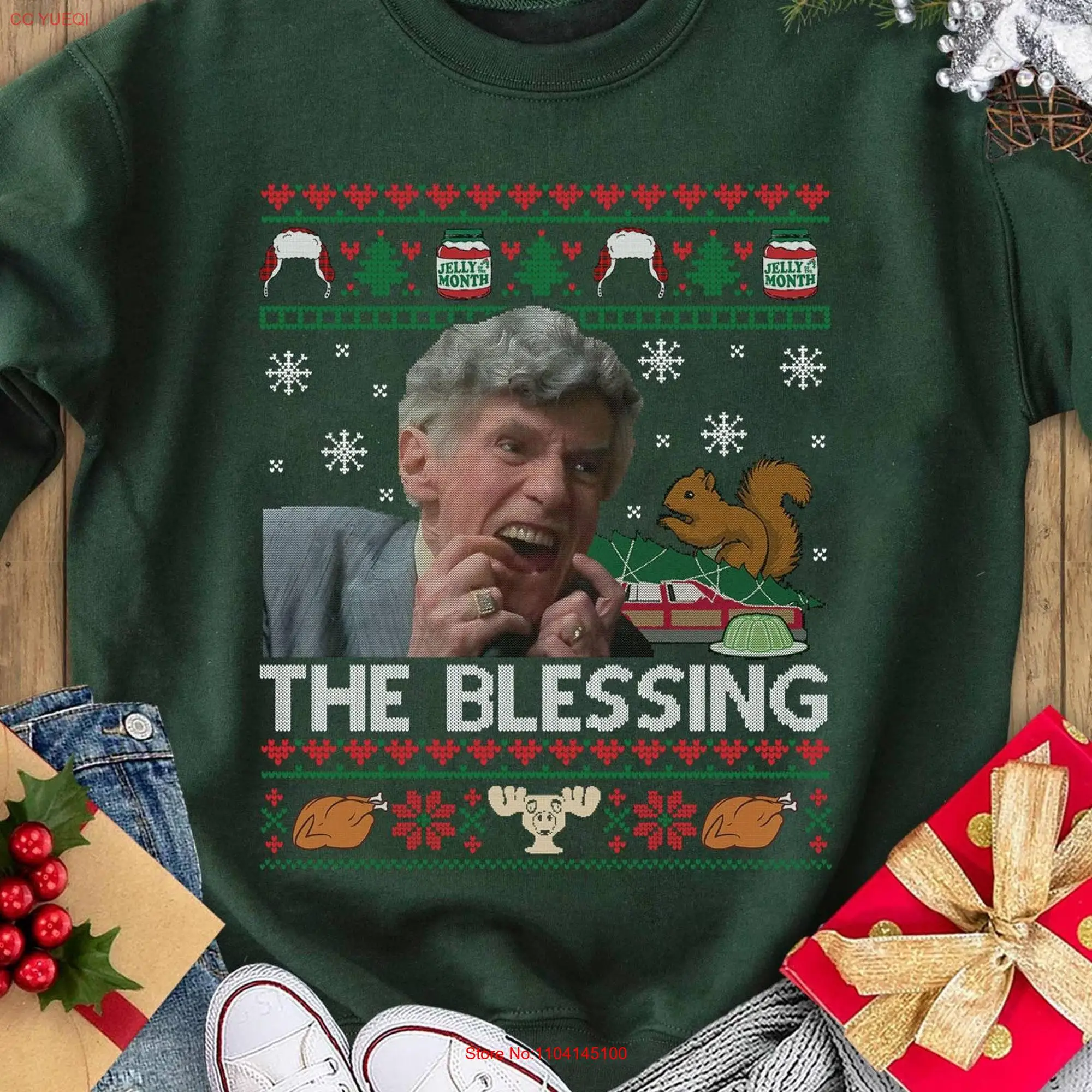 The Blessing Ugly Sweater T Shirt Uncle Lewis Christmas National Lampoon's Vacation Movie s long or short sleeves