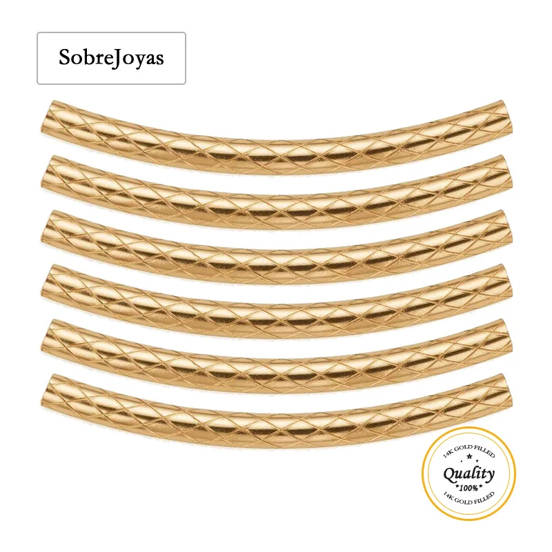 

Quilted Curved Tube Beads for Crafting and DIY, Hypoallergenic Beads, 14K Gold Filled, Jewelry Findings Curved Tube