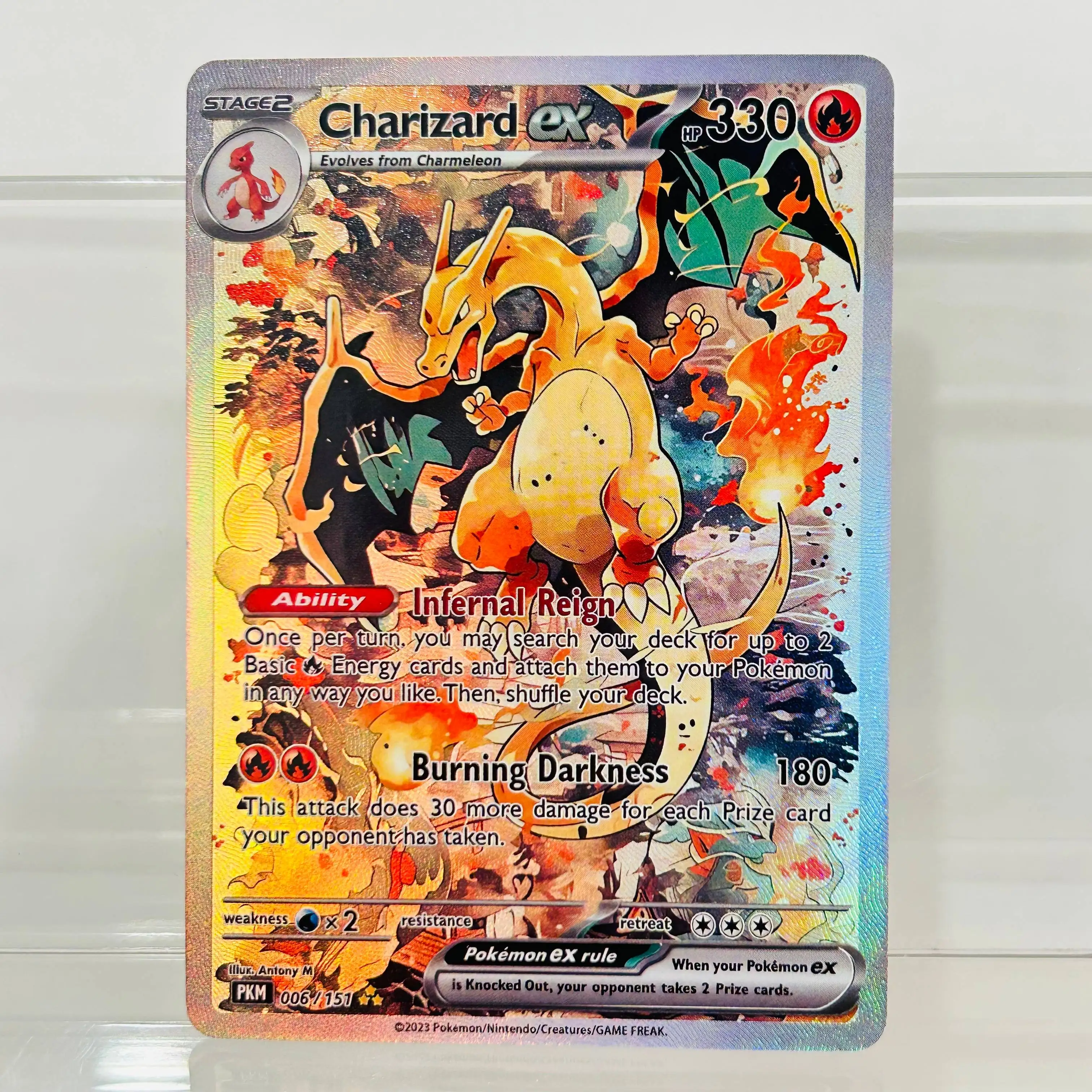 Ash's Charizard ex 0006/1025 Englische DIY Holografische Folien-Texturkarte, Perfekter Zustand Premium Anime Sammelkarte – Detail 5