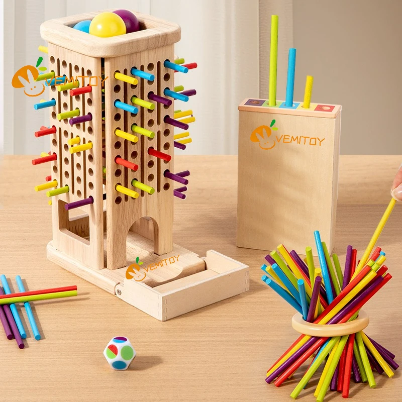 

New 3in1 Wooden Stick and Tower Game Arithmetic Early Education Montessori Toys Thinking Training Parent-child Interactive Toy