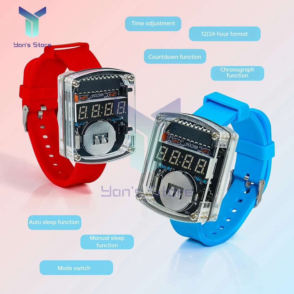 ساعة إلكترونية لتقوم بها بنفسك عدة LED عرض أنبوبي رقمي مشروع لحام إبداعي عرض أحمر ساعة أنبوبية رقمية لتقوم بها بنفسك عدة إلكترونية