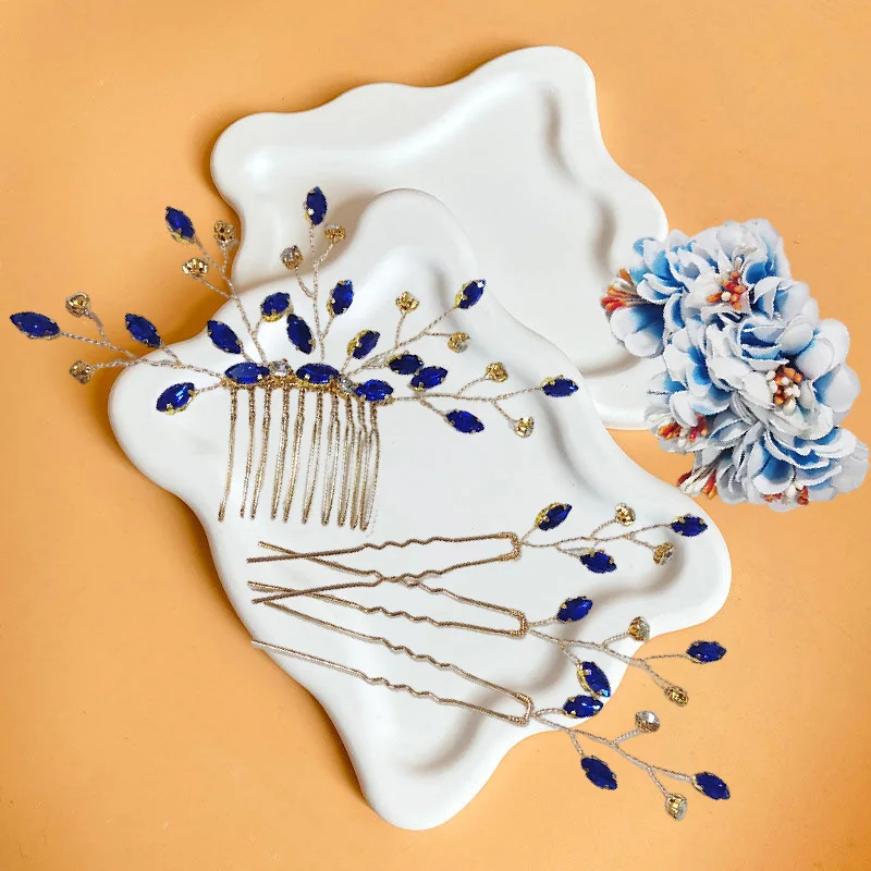 Синий цвет, повязка на голову со стразами для женщин, свадебные головные уборы, свадебные аксессуары для волос, вечерние повязки для невесты, головной убор для девочек