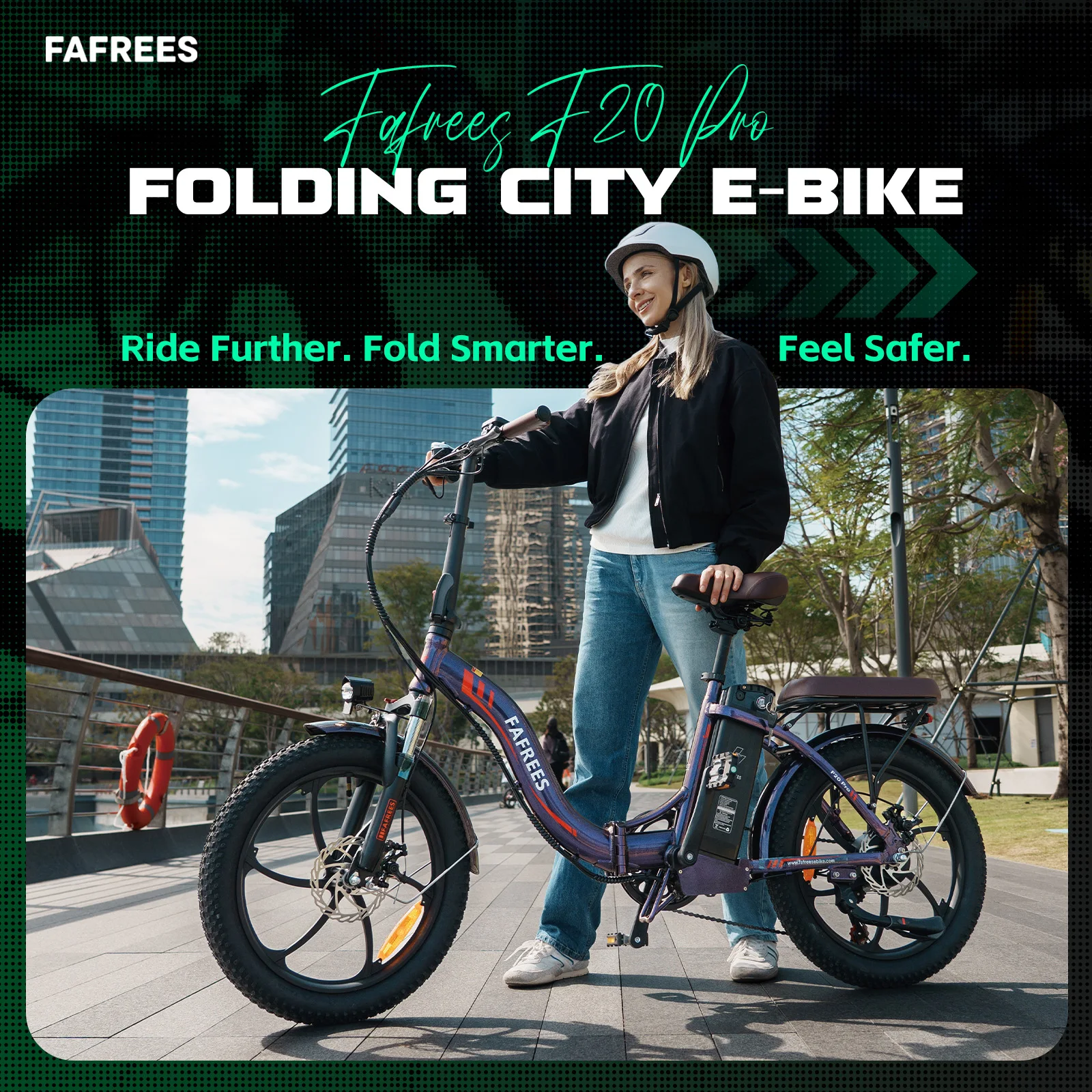 Fafrees F20 Pro E-bike mit 36V 20Ah Abnehmbarer Akku, 20x3,0 Zoll Faltbares Elektrofahrrad, 7-Gang, 25km/h und 75-100km Reichweite – Detail 2