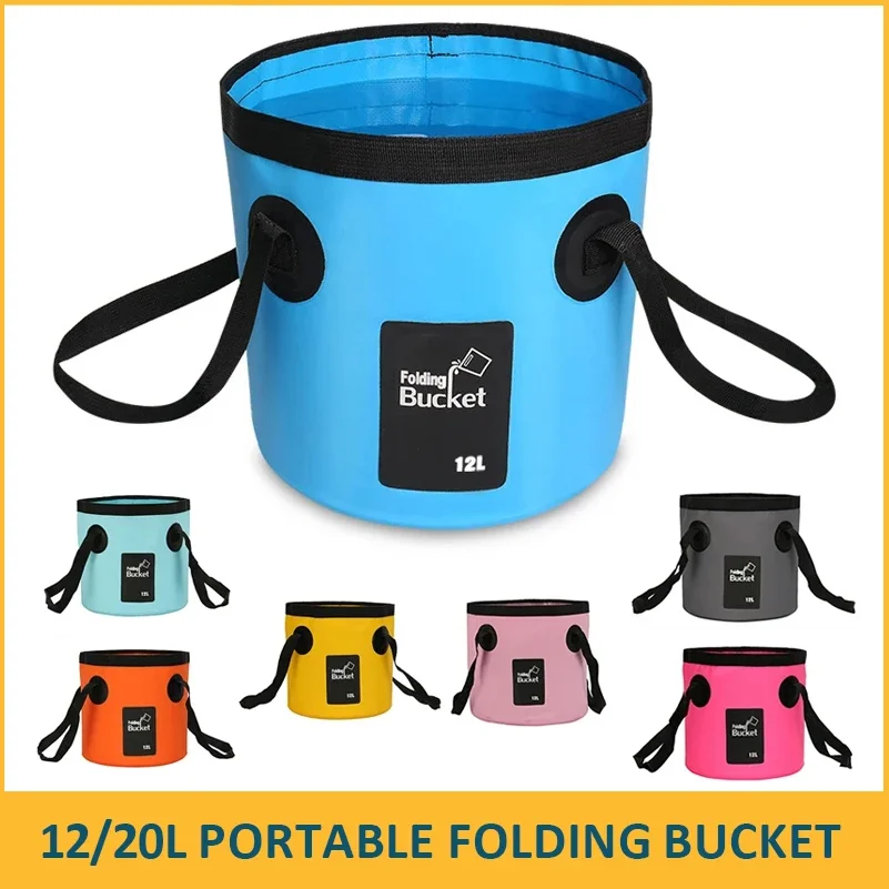 12/20L Portable Folding Bucket, Foldable Fishing Bucket, Camping Water Storage Container Collapsible Outdoor Travel Water Bucket