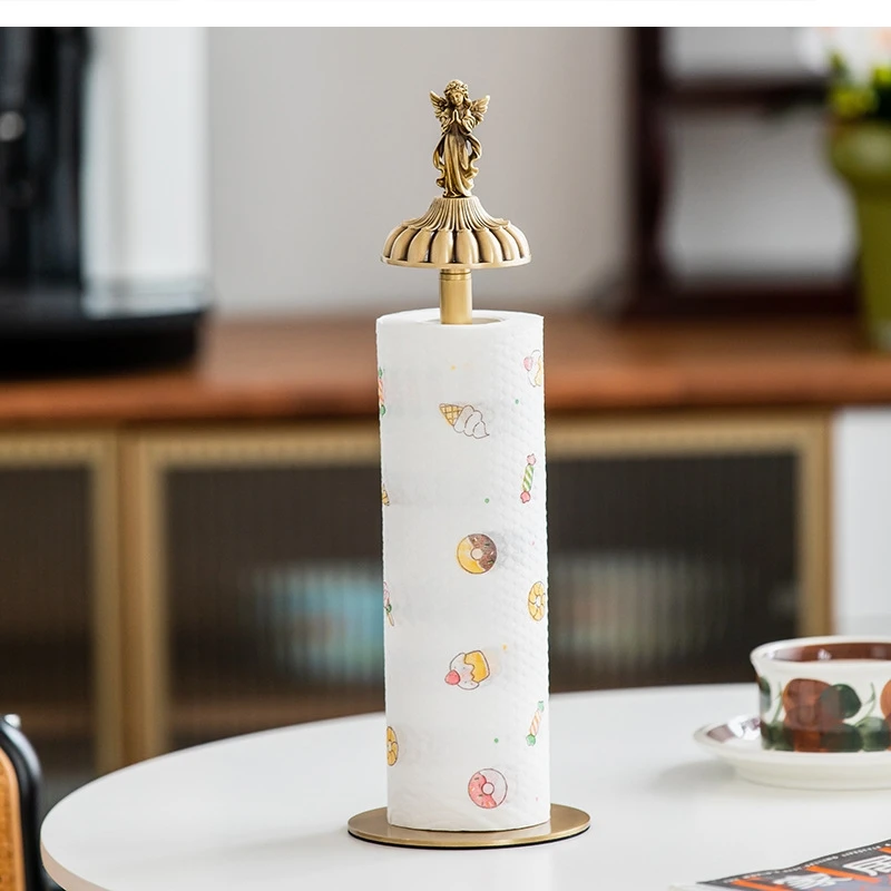 European Vintage Angel Brass Paper Towel Holder Roll Kitchen Upright Oil blotting Desktop decoration