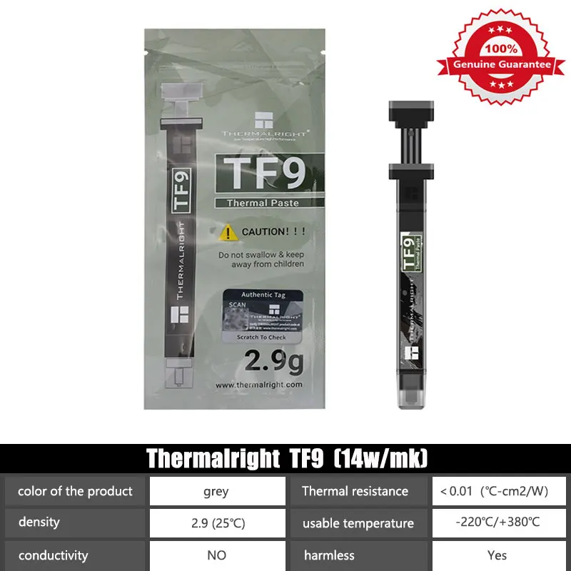 Thermal right tf9 2,9g Wärme leit paste CPU Wärme leit paste Grafikkarte GPU Kühl silikon TF9 mit Schaber