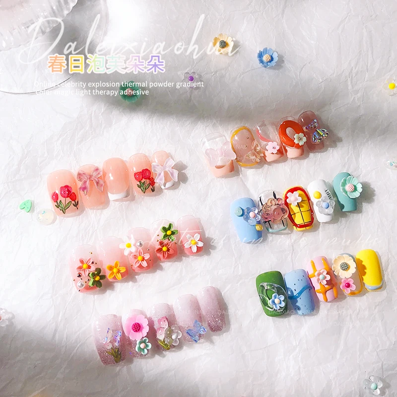 10/25/50Pcs Mixed Nail Decorations Cute Bowknot Nails Accessories DIY Smiling Flowers Heart Nails Drill