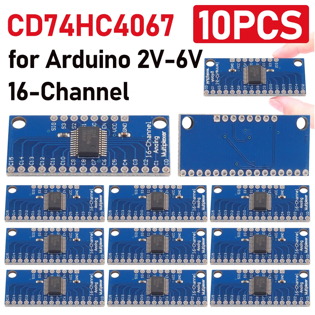 10pcs CD74HC4067 16-Channel Analog Digital Multiplexer Breakout Board Module for Arduino 2V-6V Microcontroller 16 Device RX Line