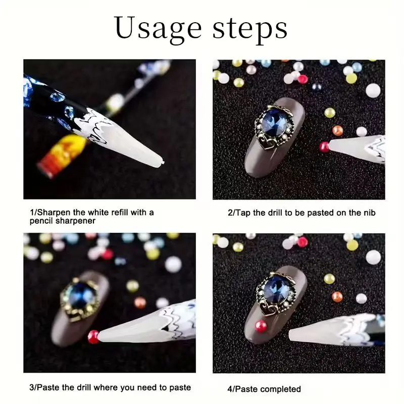 ปากกาเจาะเล็บ, เครื่องมือเจาะแบบดินสอ, หยิบจับเพชรพลอย, อุปกรณ์หยิบคริสตัล, อุปกรณ์ตกแต่งเล็บ