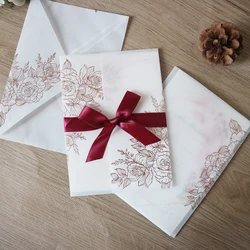 196x138mm Rose Pattern Hot Stamping European Envelope for Invitation Wedding Business High-grade Postcard Giftbox Pocket Packing