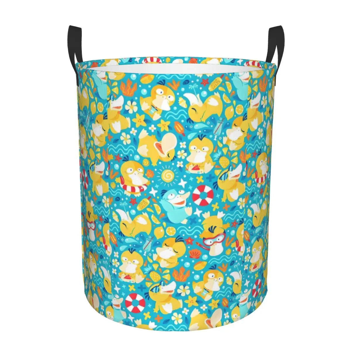 Custom P-Psyducks Laundry Basket Collapsible Animated Film Clothes Hamper for Toys Storage Bin