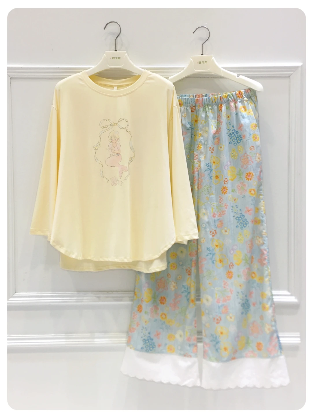 anziban-women's-pure-cotton-sleepwear-long-sleeve-round-neck-casual-outfit-spring-autumn-cute-cartoon-print-home-clothes