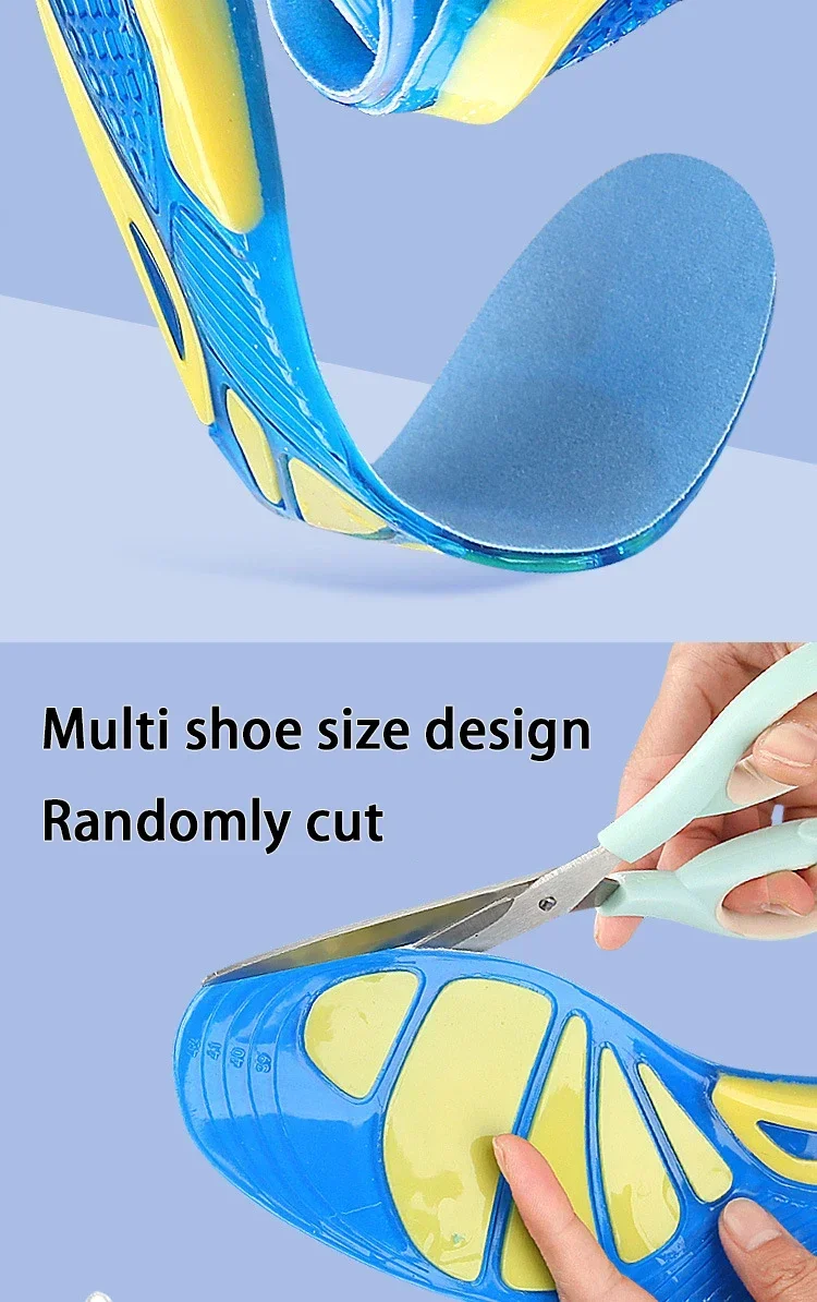 Weiche Silikon-Stoßdämpfungs-Einlegesohlen, zuschneidbare Sport-Kisseneinlagen, atmungsaktive, bequeme Einlegesohlen für Laufschuhe, 2/4 Stück erhältlich – Detail 5