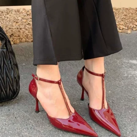 

Women Trendy Pumps Patent High Heels Mary Jane Ladies Shoes Thin Heels T-Tied Elegant Simple Shoes Spring Autumn Daily Pumps