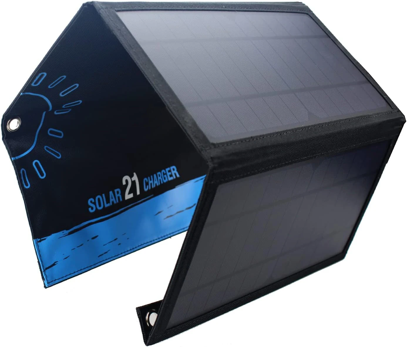 Foldable 21W Solar Panel by USA Sunpower 3-Layer Technology 24% Charging Efficiency Portable Outdoor Power Solution