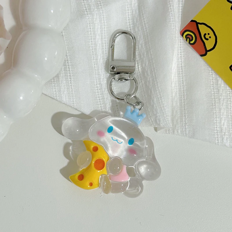 Kawaii Sanrio Sleutelhanger Schattige Zoete Anime Sleutelhanger Ijs Transparant Jelly Cartoon Sleutelhouder Schooltas Hanger Oortelefoon Bedels