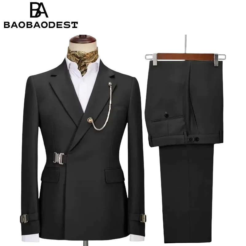 

Men's 2PCS Suits Blazer Pants for Men Jacket Italian Designer Party Wedding Slim Fit Homme Clothing Lapel without accessories