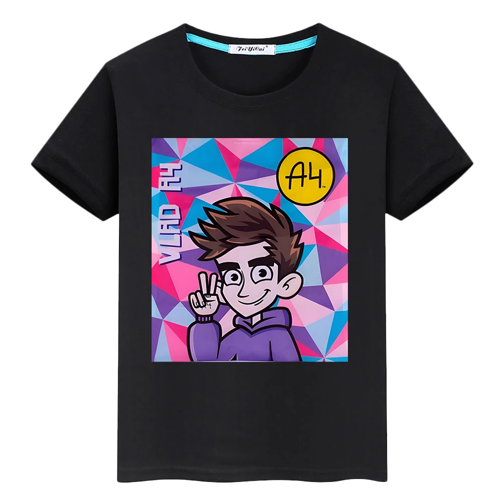 Влад Бумага А4 boy girl Summer 100%Cotton Short T-shirt y2k one piece Kawaii Merch A4 Lamba Tops Anime Tees kids clothes