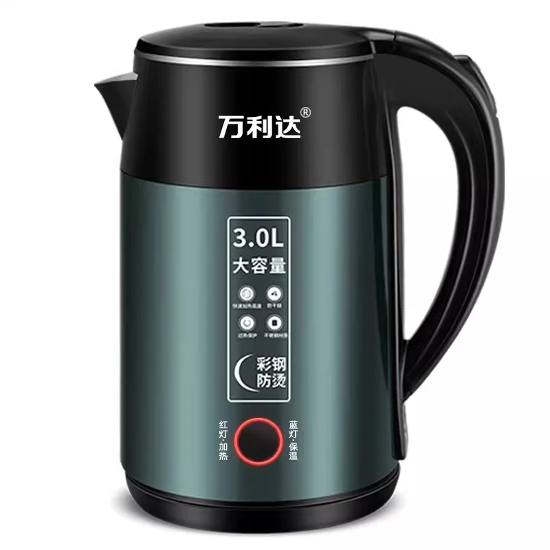 غلاية كهربائية معزولة، 304 ستانلس ستيل، سعة كبيرة، تحكم تلقائي في درجة الحرارة، غليان سريع 1500 وات، درجة طعام #2