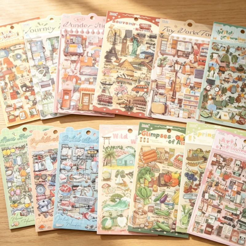 Waterproof Stickers PET Die-Cut  for Scrapbooking Journaling Life Little Joys Theme Cross-Border Kids’ Craft Supplies