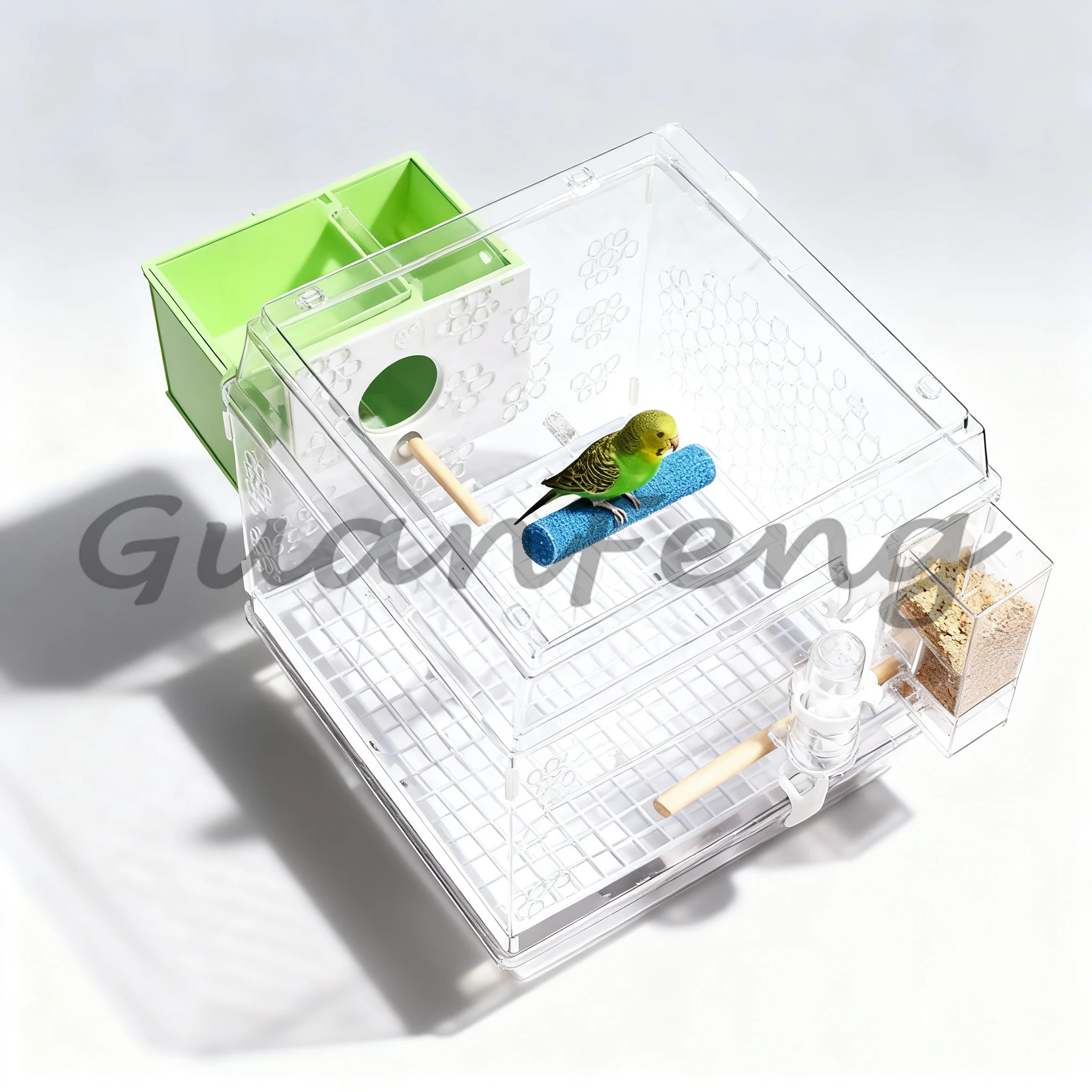 Small Pet Detachable Bird Cage Incubator, Transparent Acrylic Breeding Box Pack A No Green Components