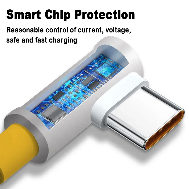 Câble de chargeur USB Type C 6A pour Xiaomi 120W, pour Redmi Note 11 10 Pro + K40 Gaming K50 Pro, coude de chargeur Turbo 90 degrés 1.8m