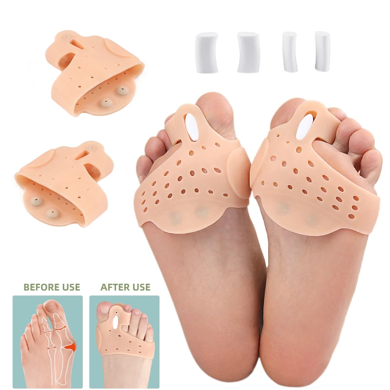 5Pairs Hallux Valgus Corrector Overlapping Toe Straightener Forefoot Metatarsal Pads Silicone Gel Feet Care Separators Splitter