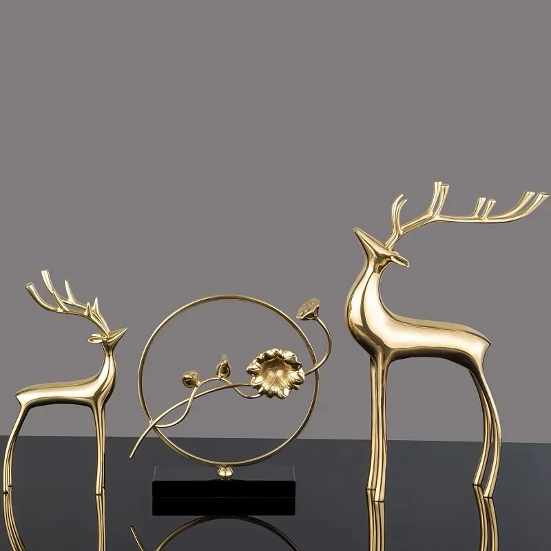 Luxury copper brass deer handmade metal small decoration