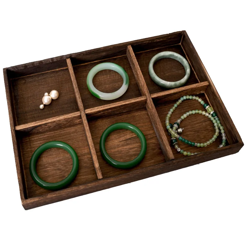 Natural Old Wooden Earrings Jewellery Tray Rings Necklaces Display Earrings Pendant Storage Organizer